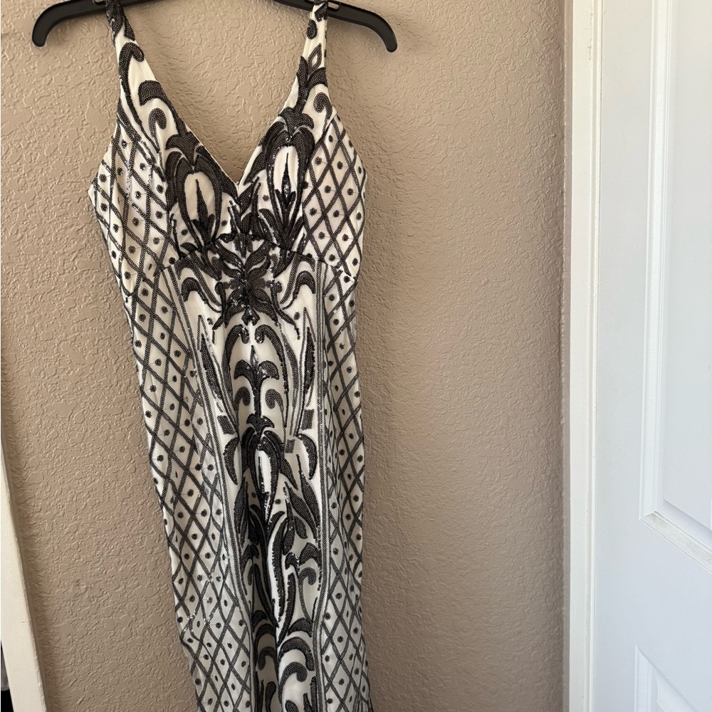 Sequin Hearts Black and White Maxi Dress